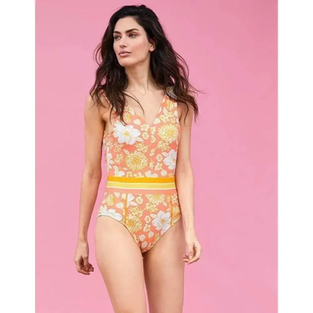 Womens Matilda Jane Dream Chasers So Peachy Swimsuit SZ large peach yellow WS78